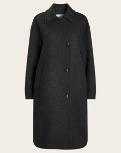 Pomandère Vestes, Manteaux-Long Felt Wool Coat Gris anthracite