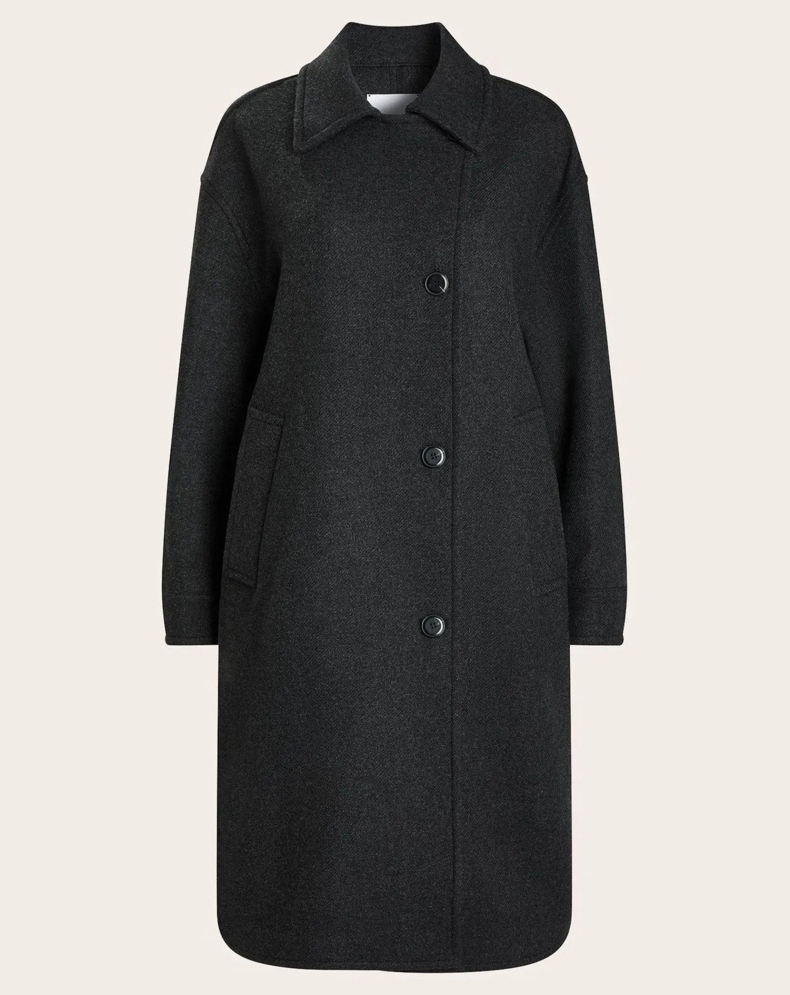 Pomandère Vestes, Manteaux-Long Felt Wool Coat Gris anthracite