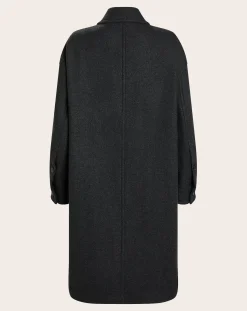 Pomandère Vestes, Manteaux-Long Felt Wool Coat Gris anthracite