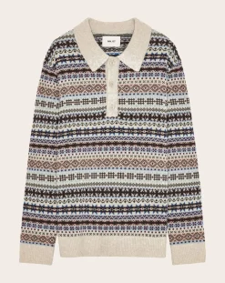 NN.07 Pulls, Gilets-Long-sleeve polo shirt Robbie 60004 Wool Vert