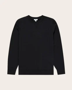 Sunspel Sweats-Loopback Sweat Round Neck Noir