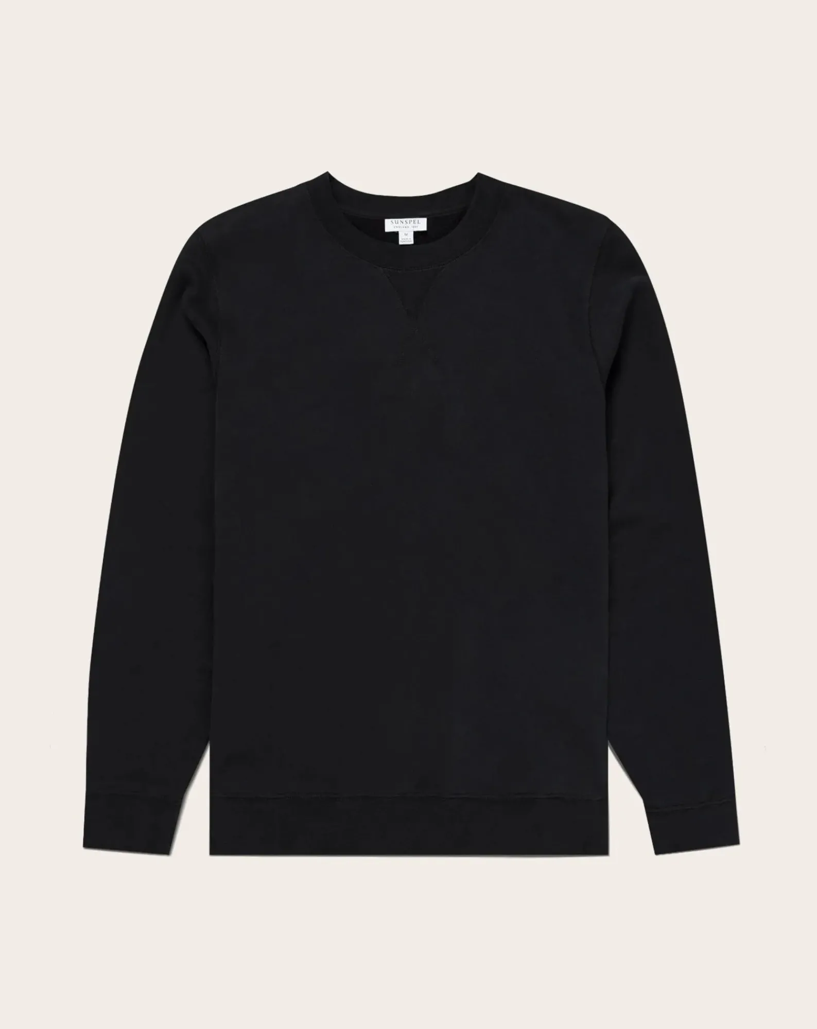 Sunspel Sweats-Loopback Sweat Round Neck Noir