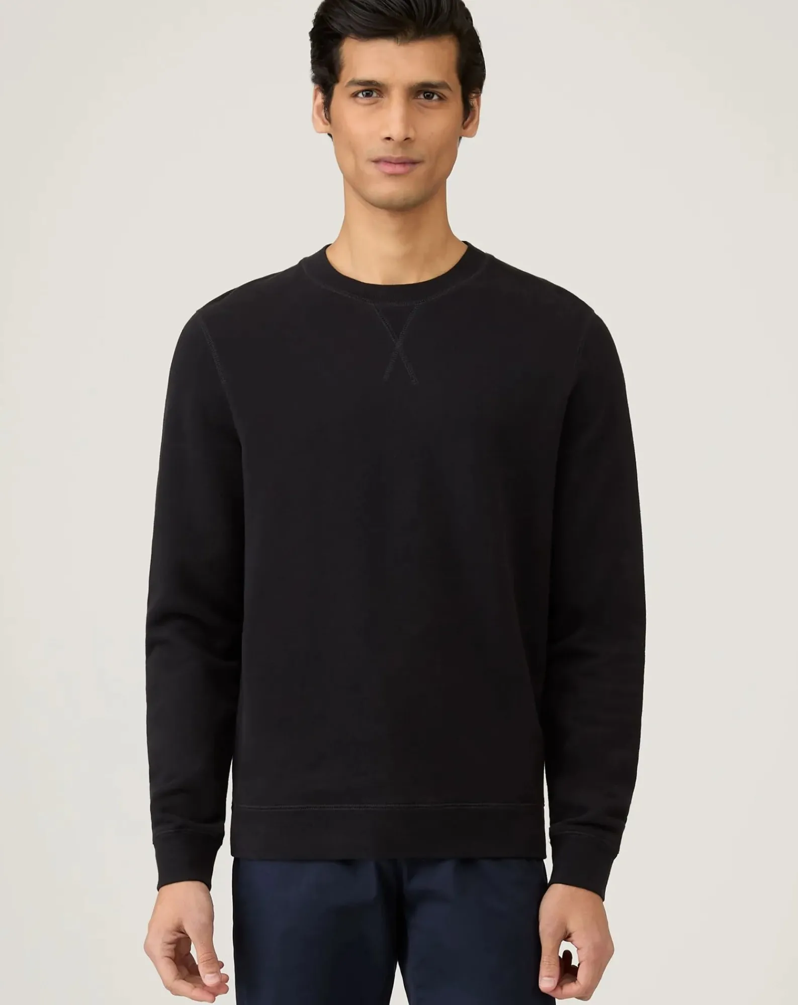 Sunspel Sweats-Loopback Sweat Round Neck Noir