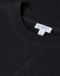 Sunspel Sweats-Loopback Sweat Round Neck Noir