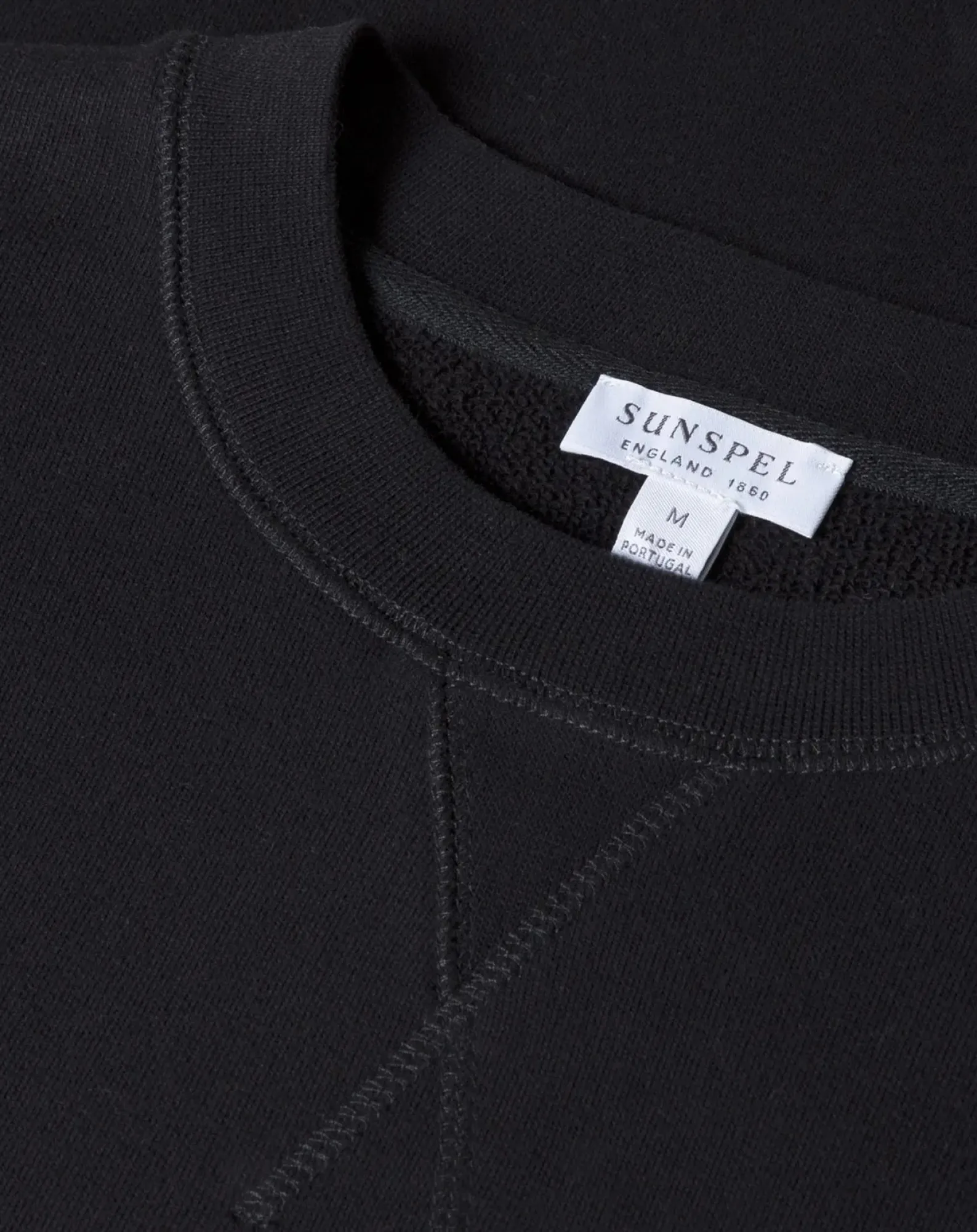Sunspel Sweats-Loopback Sweat Round Neck Noir