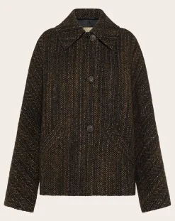 Momoni Vestes, Manteaux-Lord Herringbone Virgin Wool Coat Noir