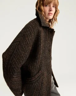 Momoni Vestes, Manteaux-Lord Herringbone Virgin Wool Coat Noir