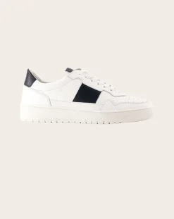 National Standard Baskets-Low sneakers in grained leather Bleu foncé