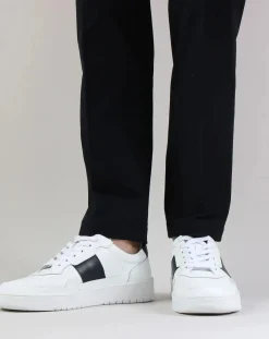 National Standard Baskets-Low sneakers in grained leather Bleu foncé