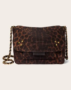Jérôme Dreyfuss Sacs À Bandoulière-Lulu S Bag Velvet Leopard crust Marron