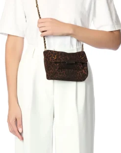 Jérôme Dreyfuss Sacs À Bandoulière-Lulu S Bag Velvet Leopard crust Marron