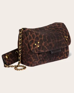 Jérôme Dreyfuss Sacs À Bandoulière-Lulu S Bag Velvet Leopard crust Marron