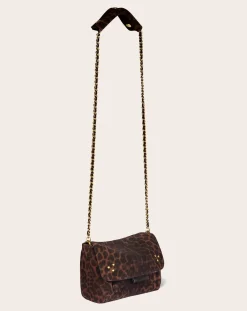 Jérôme Dreyfuss Sacs À Bandoulière-Lulu S Bag Velvet Leopard crust Marron