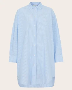 Smallable Woman Robes, Jupes-Lydie Striped Shirt Dress Bleu Clair