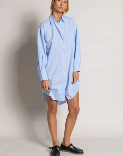 Smallable Woman Robes, Jupes-Lydie Striped Shirt Dress Bleu Clair