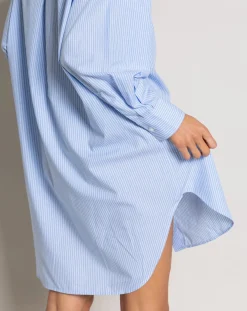 Smallable Woman Robes, Jupes-Lydie Striped Shirt Dress Bleu Clair