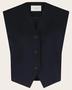 By Bar Pulls, Gilets-Lynn Striped Vest Bleu foncé