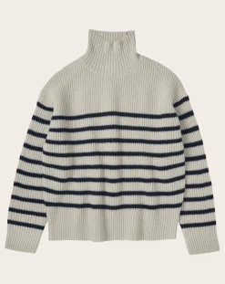 FUB Pulls, Gilets-Marinière Wool Sweater - Women's Collection Ecru