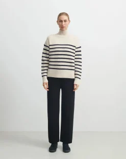 FUB Pulls, Gilets-Marinière Wool Sweater - Women's Collection Ecru