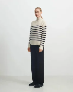 FUB Pulls, Gilets-Marinière Wool Sweater - Women's Collection Ecru