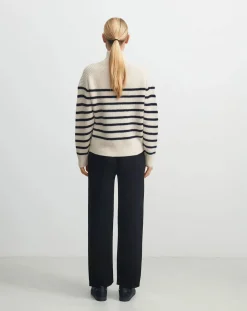 FUB Pulls, Gilets-Marinière Wool Sweater - Women's Collection Ecru