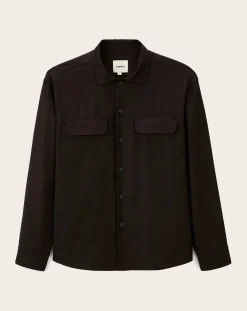 Noyoco Chemises-Mars Brown Wool Overshirt Marron