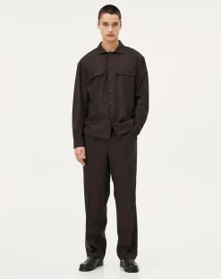 Noyoco Chemises-Mars Brown Wool Overshirt Marron