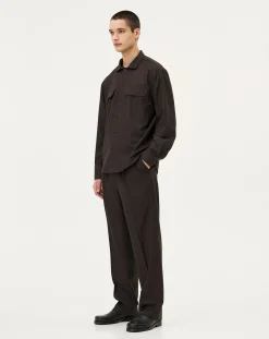 Noyoco Chemises-Mars Brown Wool Overshirt Marron