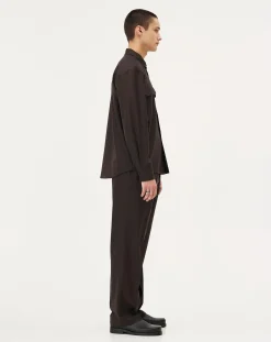 Noyoco Chemises-Mars Brown Wool Overshirt Marron