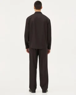 Noyoco Chemises-Mars Brown Wool Overshirt Marron