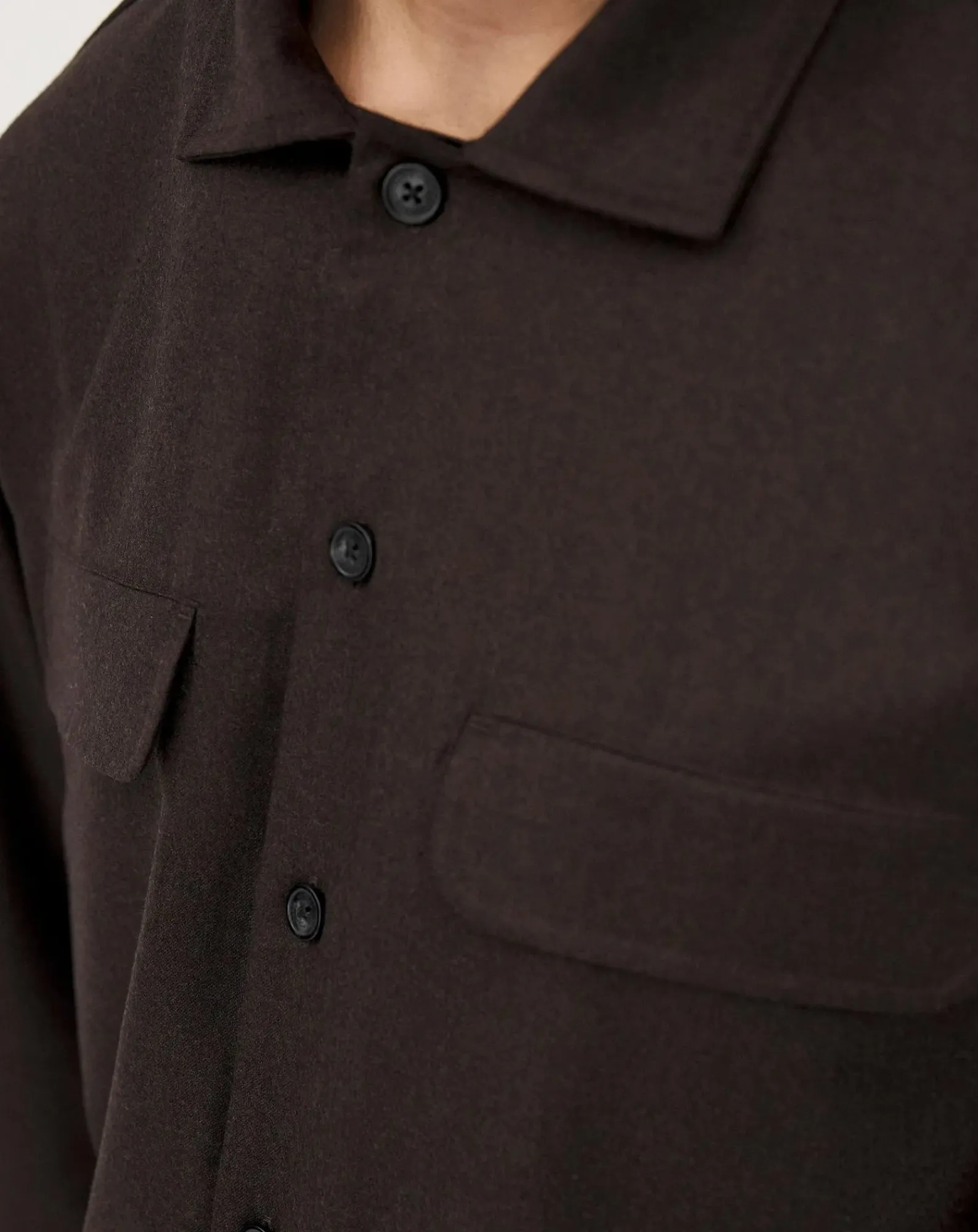 Noyoco Chemises-Mars Brown Wool Overshirt Marron