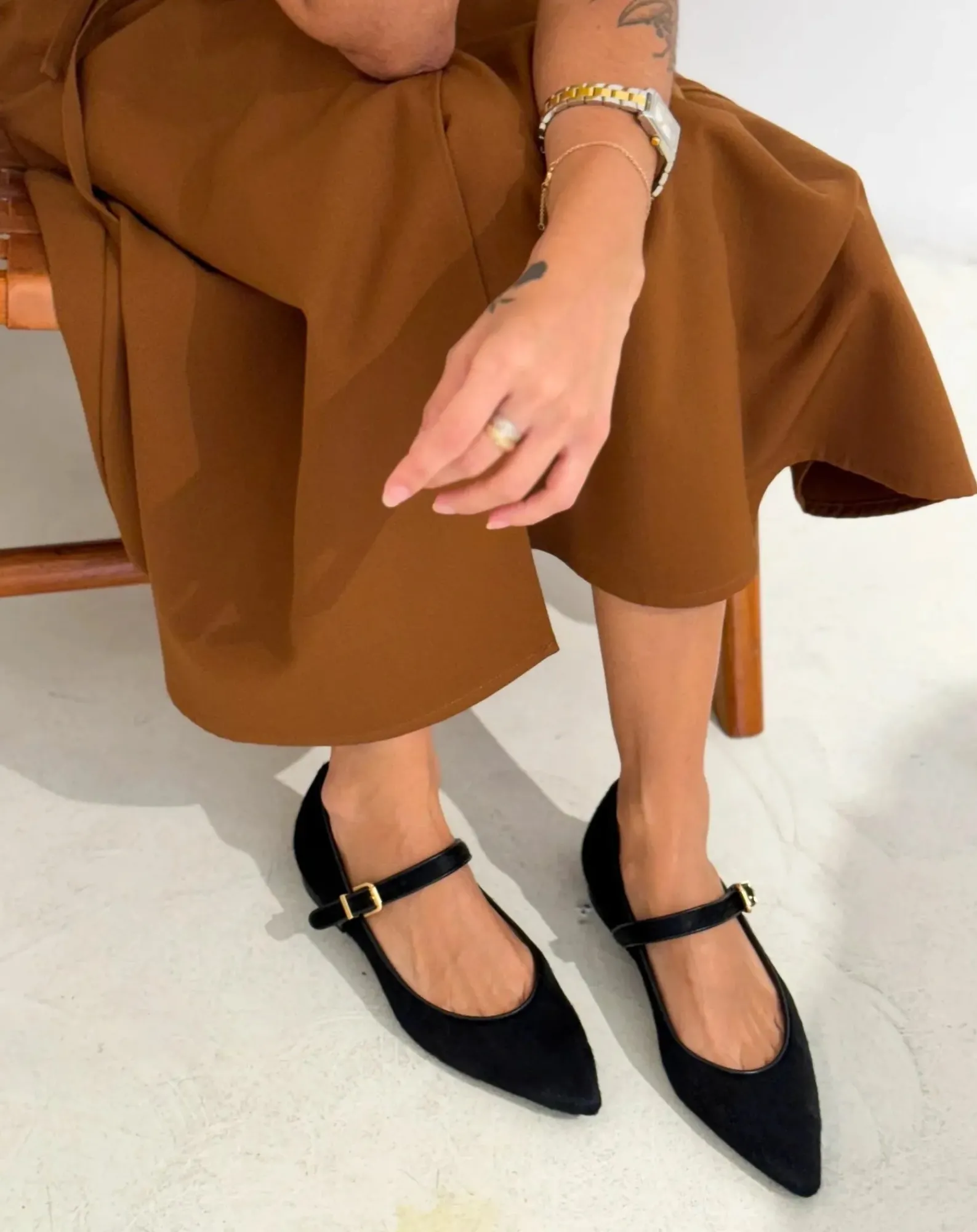 Lachoix Ballerines-Mary Jane Calfskin Black