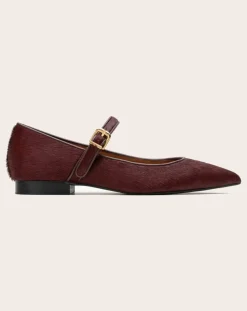 Lachoix Ballerines-Mary Jane Calfskin Bordeaux