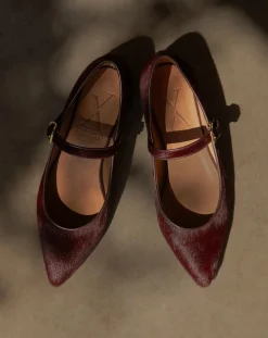 Lachoix Ballerines-Mary Jane Calfskin Bordeaux