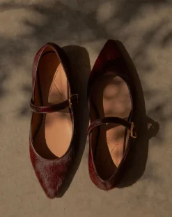 Lachoix Ballerines-Mary Jane Calfskin Bordeaux
