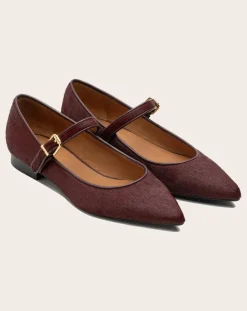 Lachoix Ballerines-Mary Jane Calfskin Bordeaux