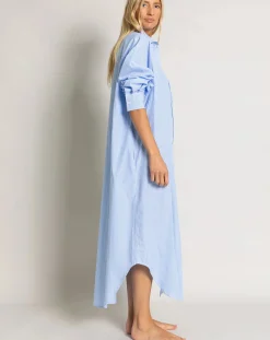 Smallable Woman Robes, Jupes-Melissa Striped Shirt Dress Bleu Clair