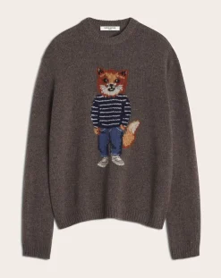 Maison Kitsuné Pulls, Gilets-Merino Wool Dressed Fox Sweater Marron