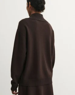 FUB Pulls, Gilets-Merino wool felt polo neck sweater - Women's collection Marron
