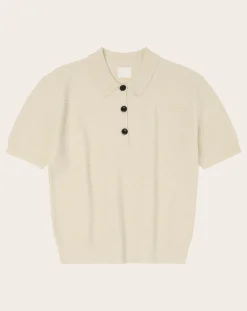 FUB Tee-Shirts, Tops-Merino wool polo shirt - Women's collection Ecru