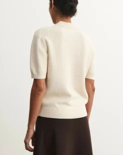 FUB Tee-Shirts, Tops-Merino wool polo shirt - Women's collection Ecru