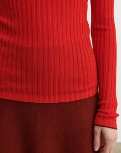 FUB Tee-Shirts, Tops-Merino wool ribbed crewneck undershirt - Women's Collection Rouge