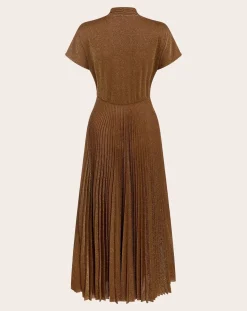 Momoni Robes, Jupes-Metallic Derby Dress Tabac