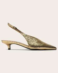 Lachoix Sandales, Escarpins-Metallic Heel Slingback Doré