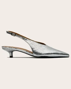 Lachoix Sandales, Escarpins-Metallic Heel Slingback Argenté