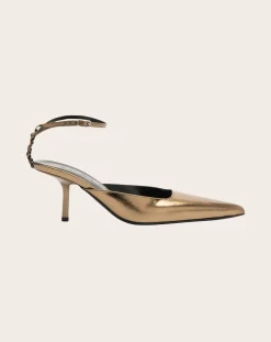 BY FAR Sandales, Escarpins-Metallic Teese pumps in eel leather Olive