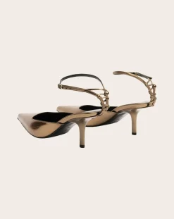 BY FAR Sandales, Escarpins-Metallic Teese pumps in eel leather Olive