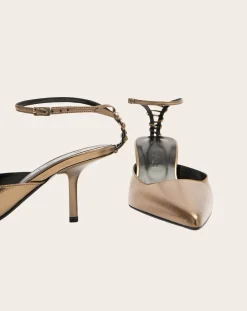 BY FAR Sandales, Escarpins-Metallic Teese pumps in eel leather Olive