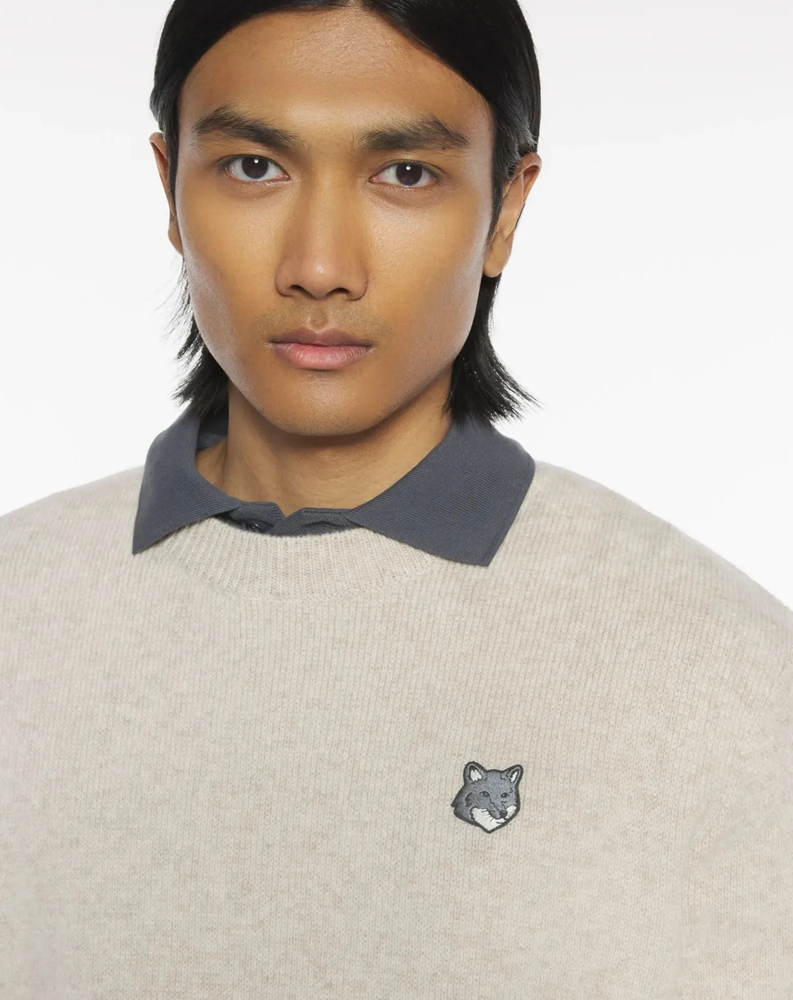 Maison Kitsuné Pulls, Gilets-Milano Lambswool Fox Head Sweater Beige