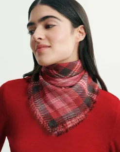 Bompard Echarpes, Foulards-Mini Carré Tartan Cashmere Scarf Rouge